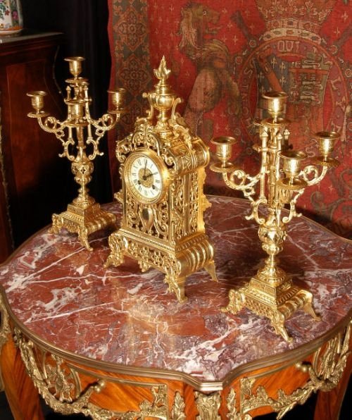 fig 2. Antique French Classical Clock Set, French - Circa 1880